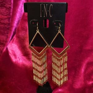 Gold Tone Chain Chandelier Earrings